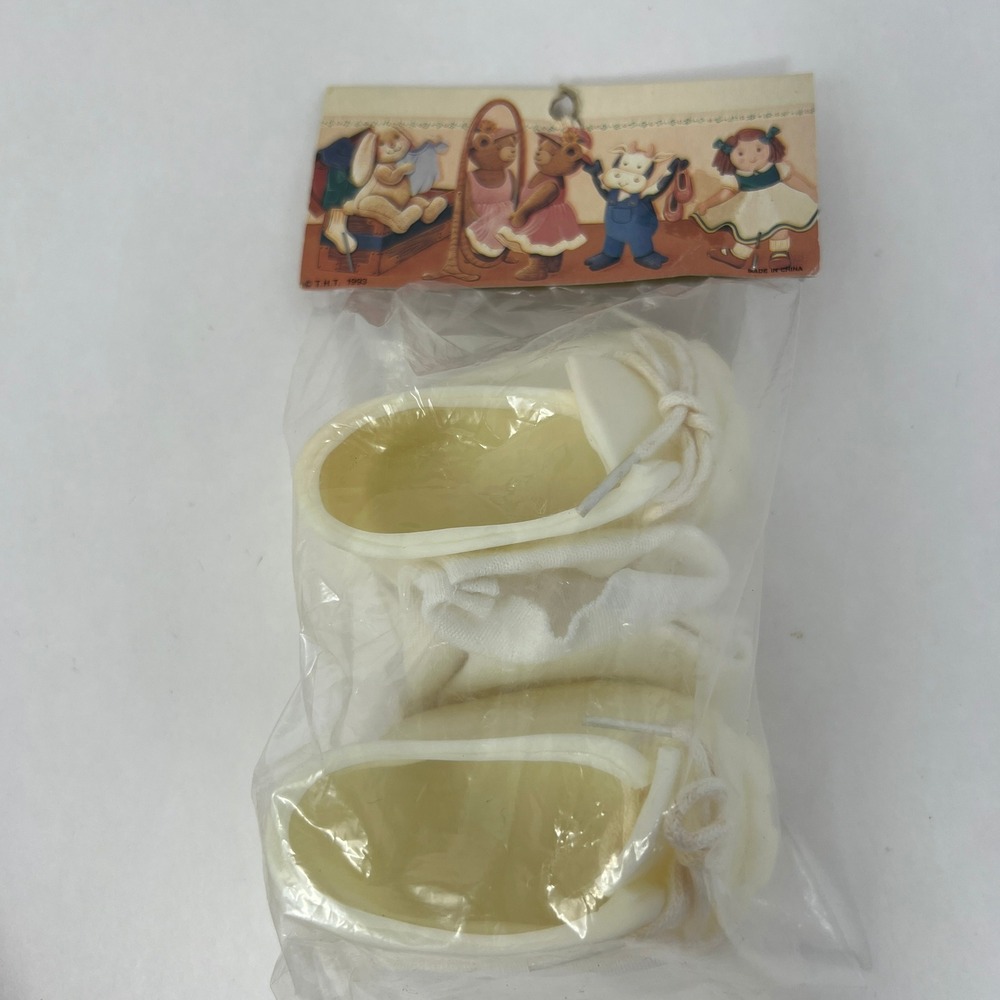 THT Doll Shoes and Socks White Vintage 1993 Vinyl Sneakers Lace Up